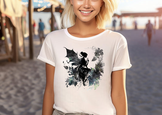 Damen T-Shirt dunkle Fee Motiv #1
