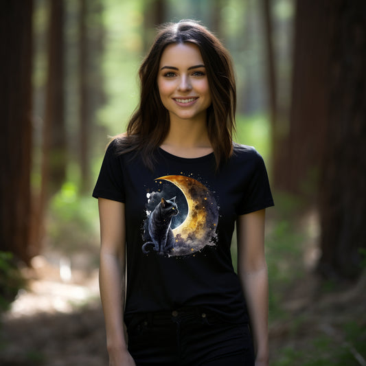 Frauen T-Shirt Himmelskatze Motiv #1