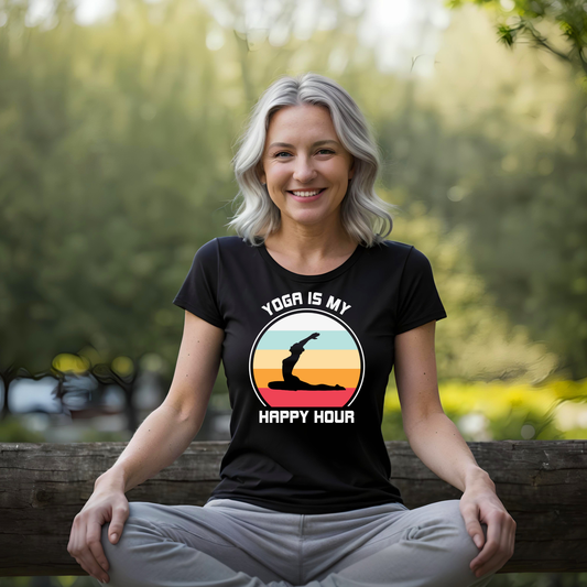 Frauen Yoga Sport-Shirt Yoga is my Happy Hour