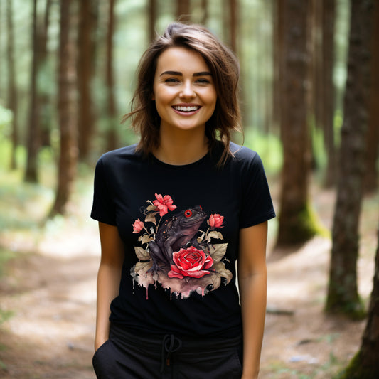 Frauen T-Shirt Aquarell Gothic Frosch