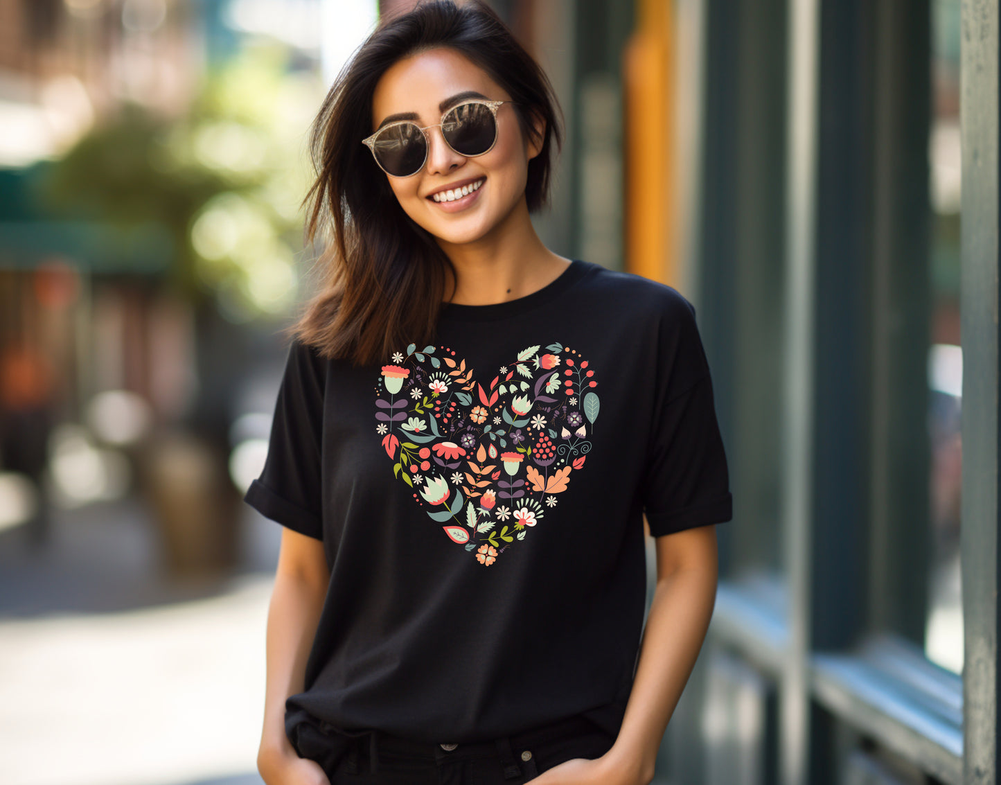 Frauen T-Shirt Herz