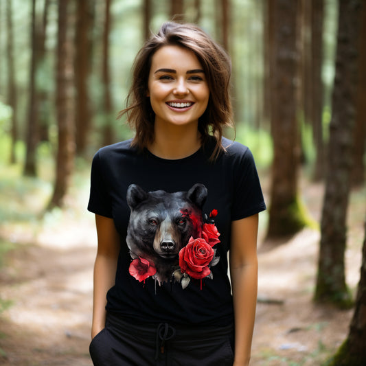 Frauen T-Shirt Aquarell Gothic Bär
