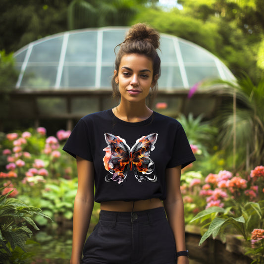 bauchfreies Damen-Top Schmetterling Motiv #3