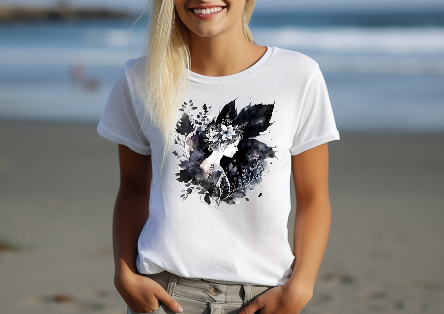 Damen T-Shirt dunkle Fee Motiv #3