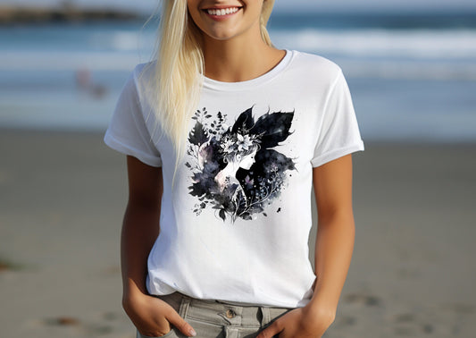 Damen T-Shirt dunkle Fee Motiv #3