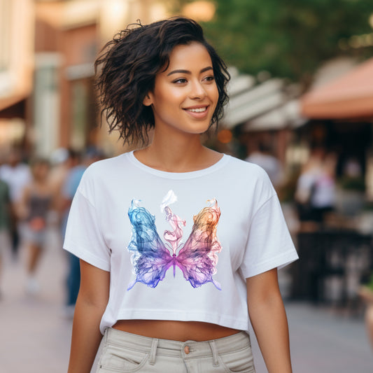 bauchfreies Damen-Top Schmetterling Motiv #4
