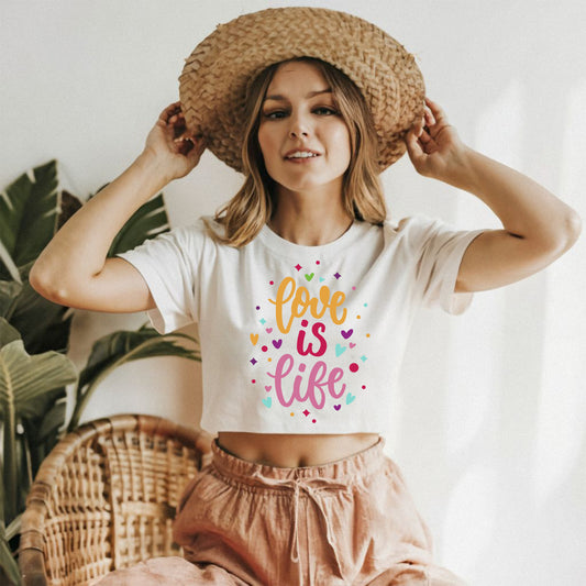 bauchfreies Damen-Top love is life