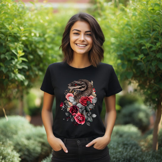 Frauen T-Shirt Aquarell Gothic Schlange