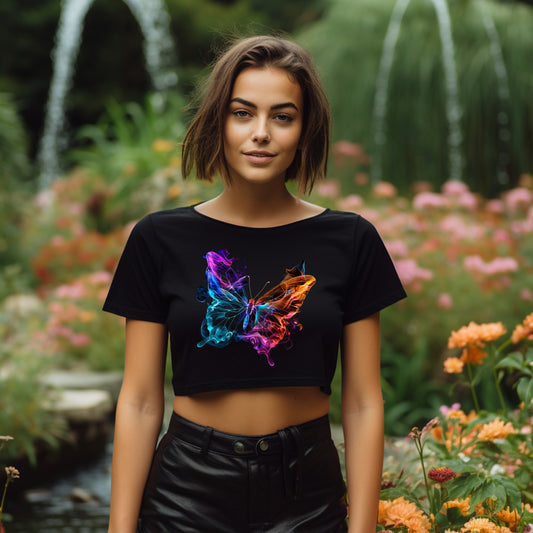 bauchfreies Damen-Top Schmetterling Motiv #5