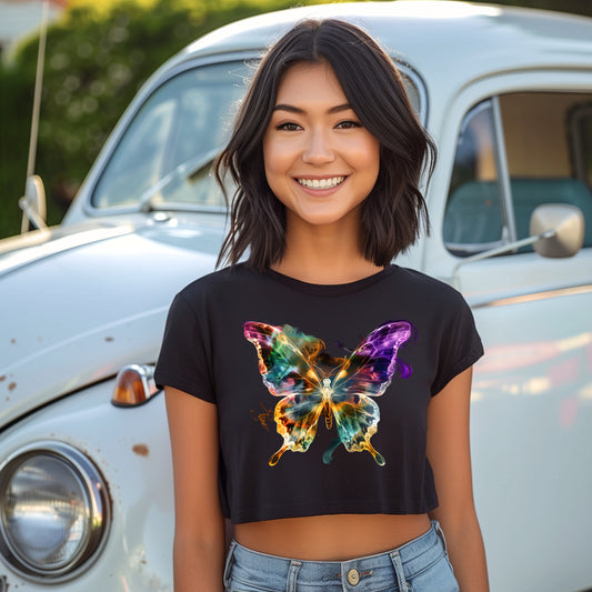 bauchfreies Damen-Top Schmetterling Motiv #6