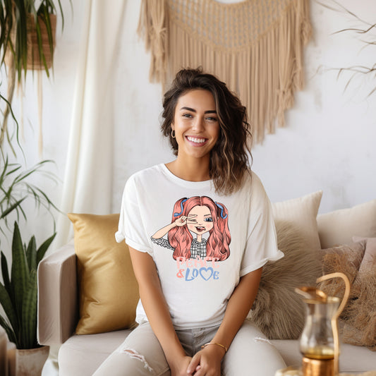 Damen T-Shirt Frieden und Liebe