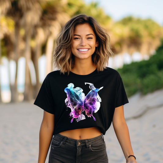 bauchfreies Damen-Top Schmetterling Motiv #7