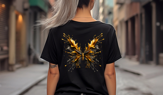 Frauen T-Shirt Backprint / Rückendruck Rauchender Schmetterling Motiv #8