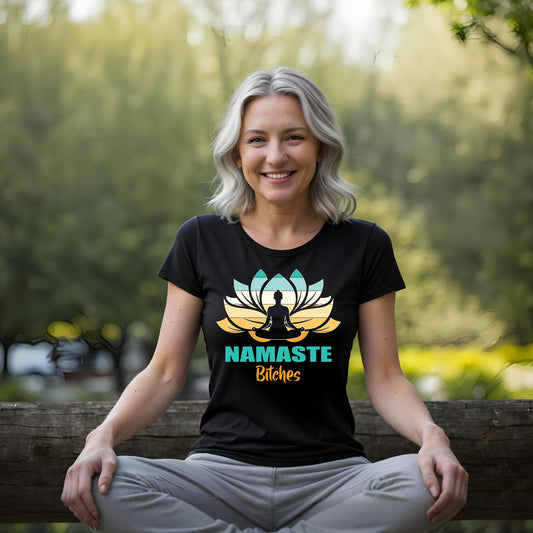 Frauen Yoga Sport-Shirt Namaste Bitches