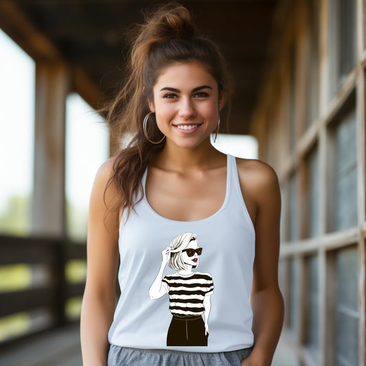 Damen Tank-Top black/white