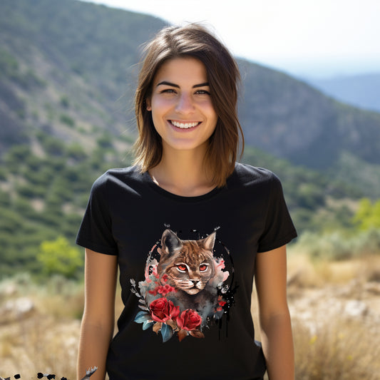 Frauen T-Shirt Aquarell Gothic Luchs
