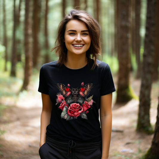 Frauen T-Shirt Aquarell Gothic Motte Motiv #2