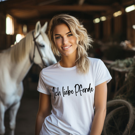 Damen T-Shirt Ich liebe Pferde