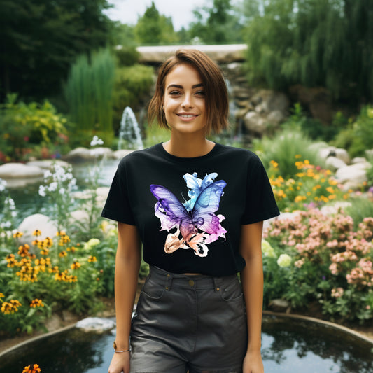 bauchfreies Damen-Top Schmetterling Motiv #9