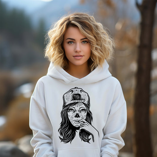 Damen Kapuzenpullover day of the dead festival