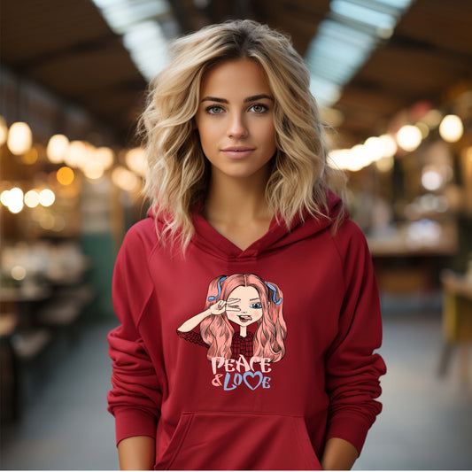 Damen Kapuzenpullover Peace and Love