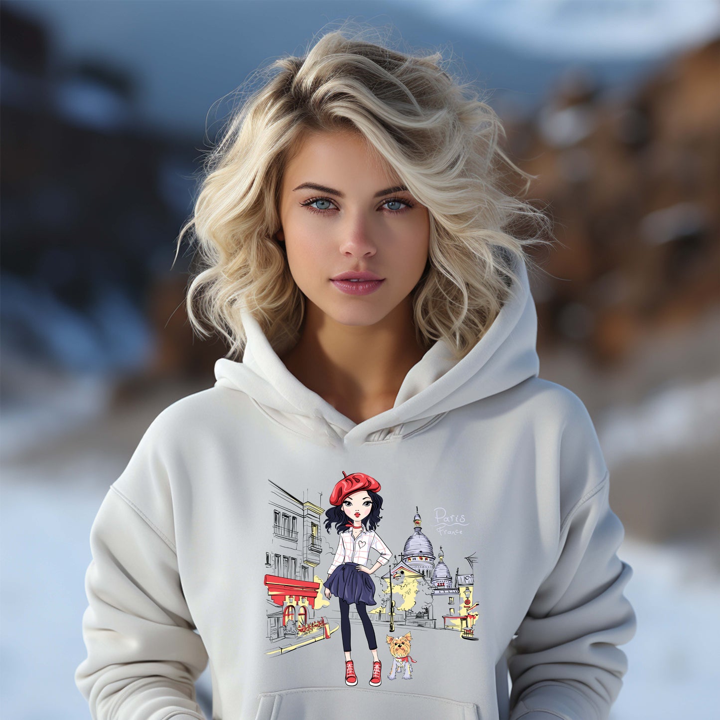 Damen Kapuzenpullover Paris
