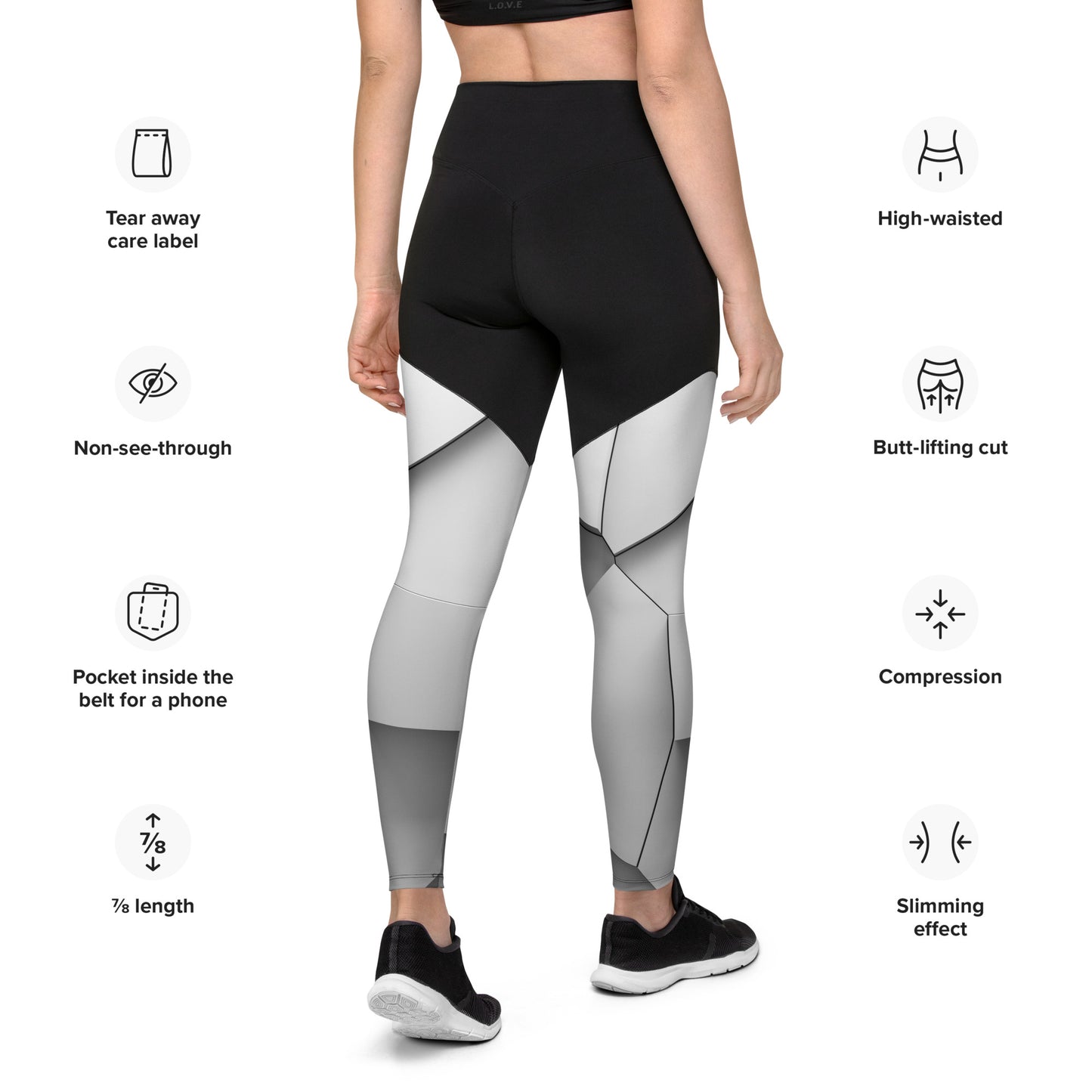 Sport-Leggings schwarz / white blocks