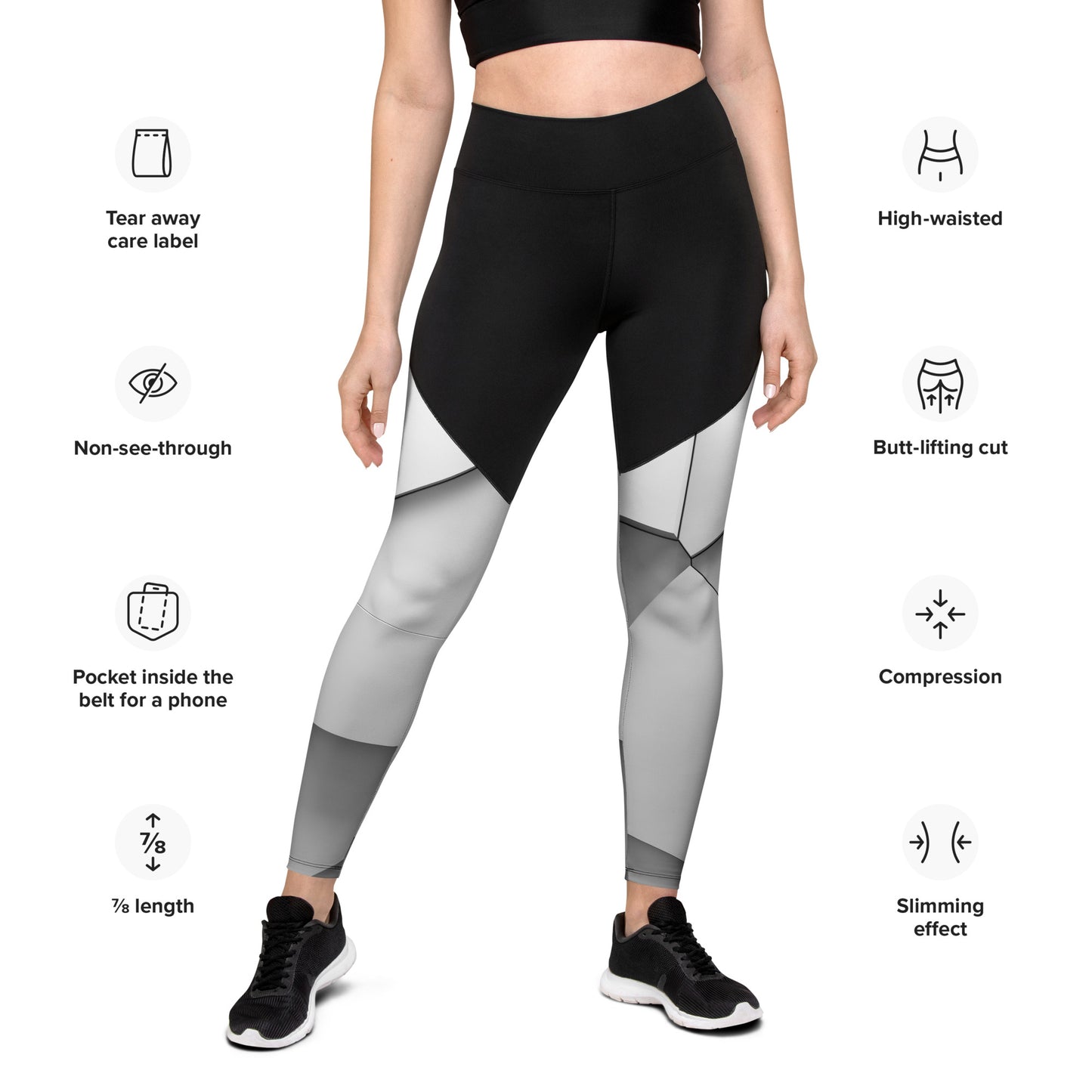 Sport-Leggings schwarz / white blocks