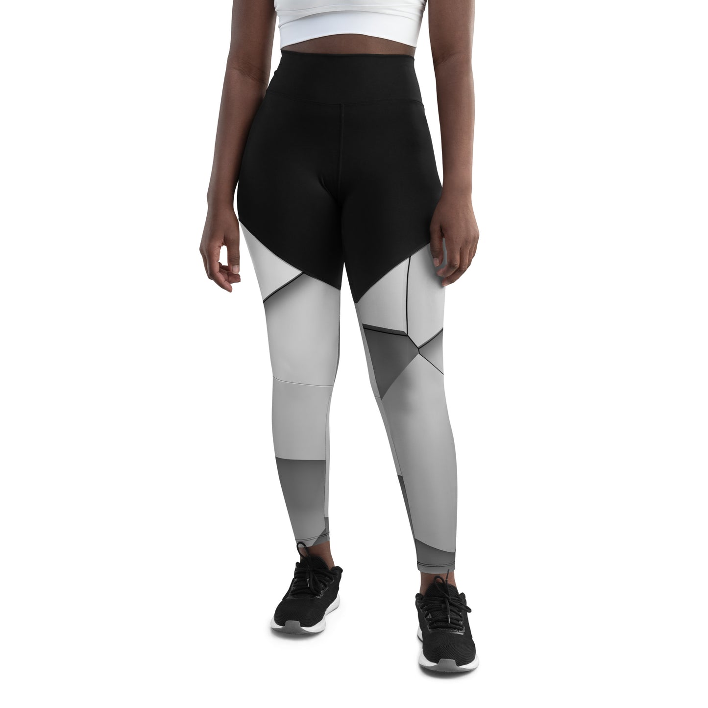 Sport-Leggings schwarz / white blocks