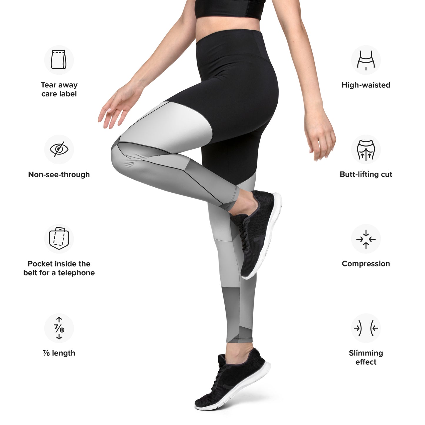 Sport-Leggings schwarz / white blocks