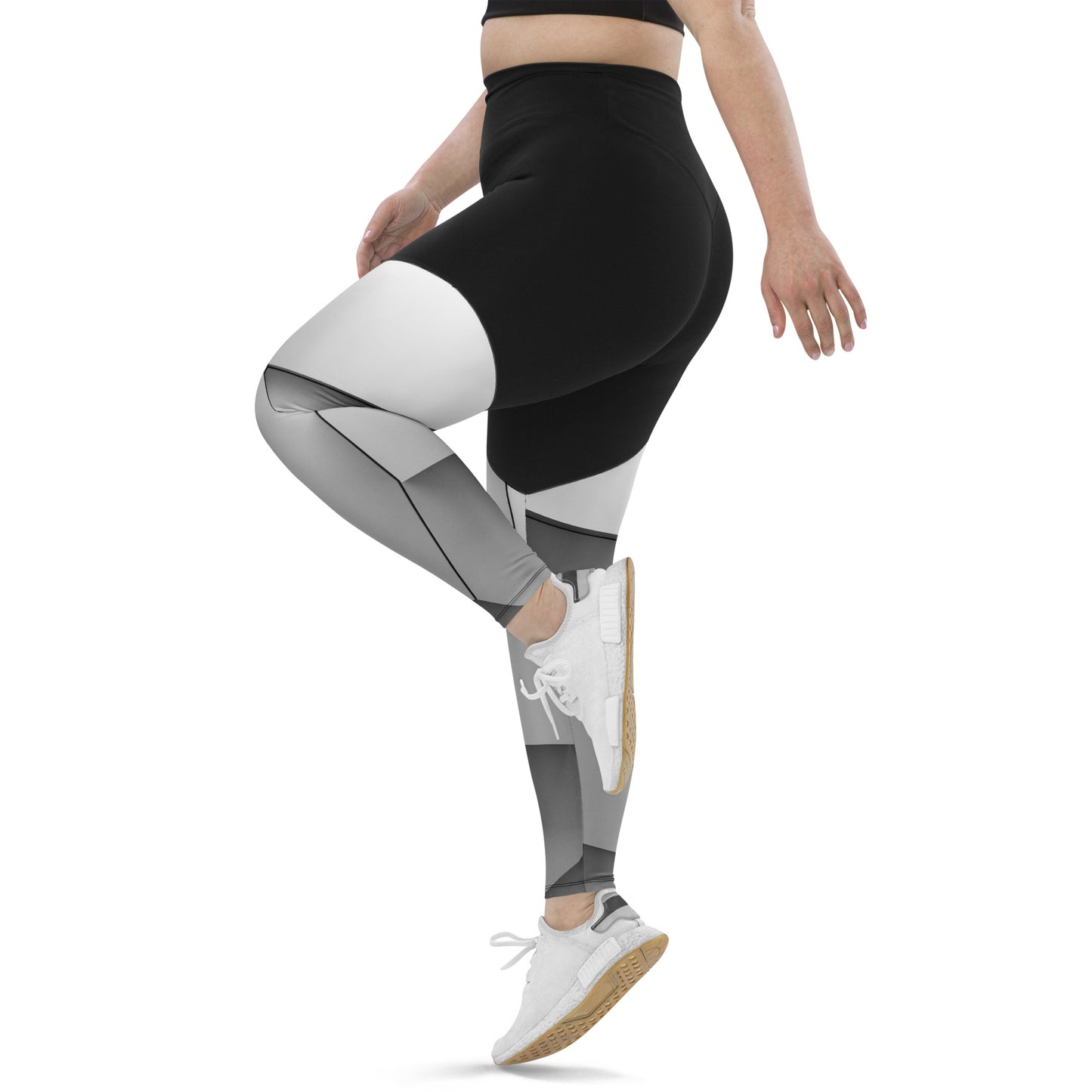 Sport-Leggings schwarz / white blocks