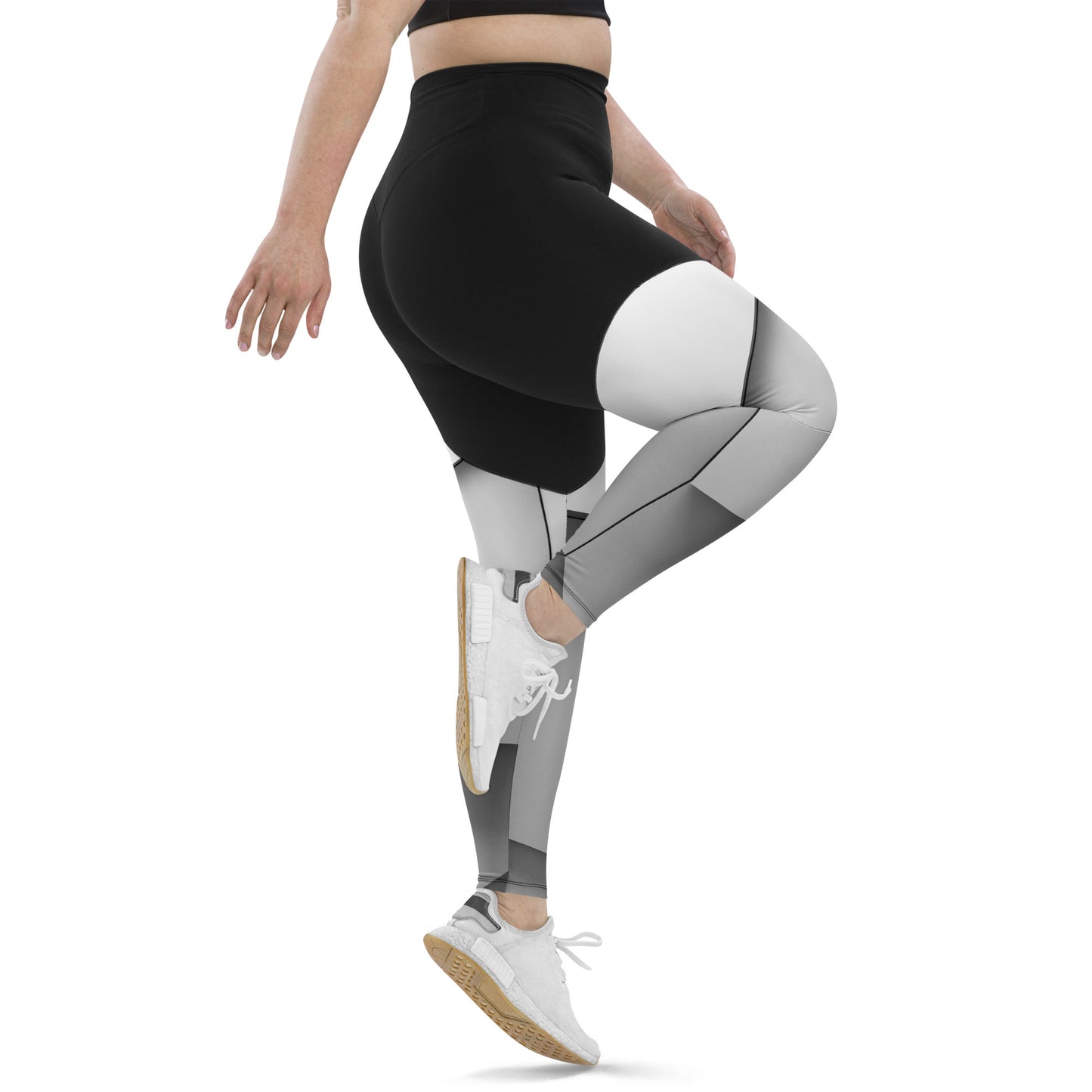 Sport-Leggings schwarz / white blocks