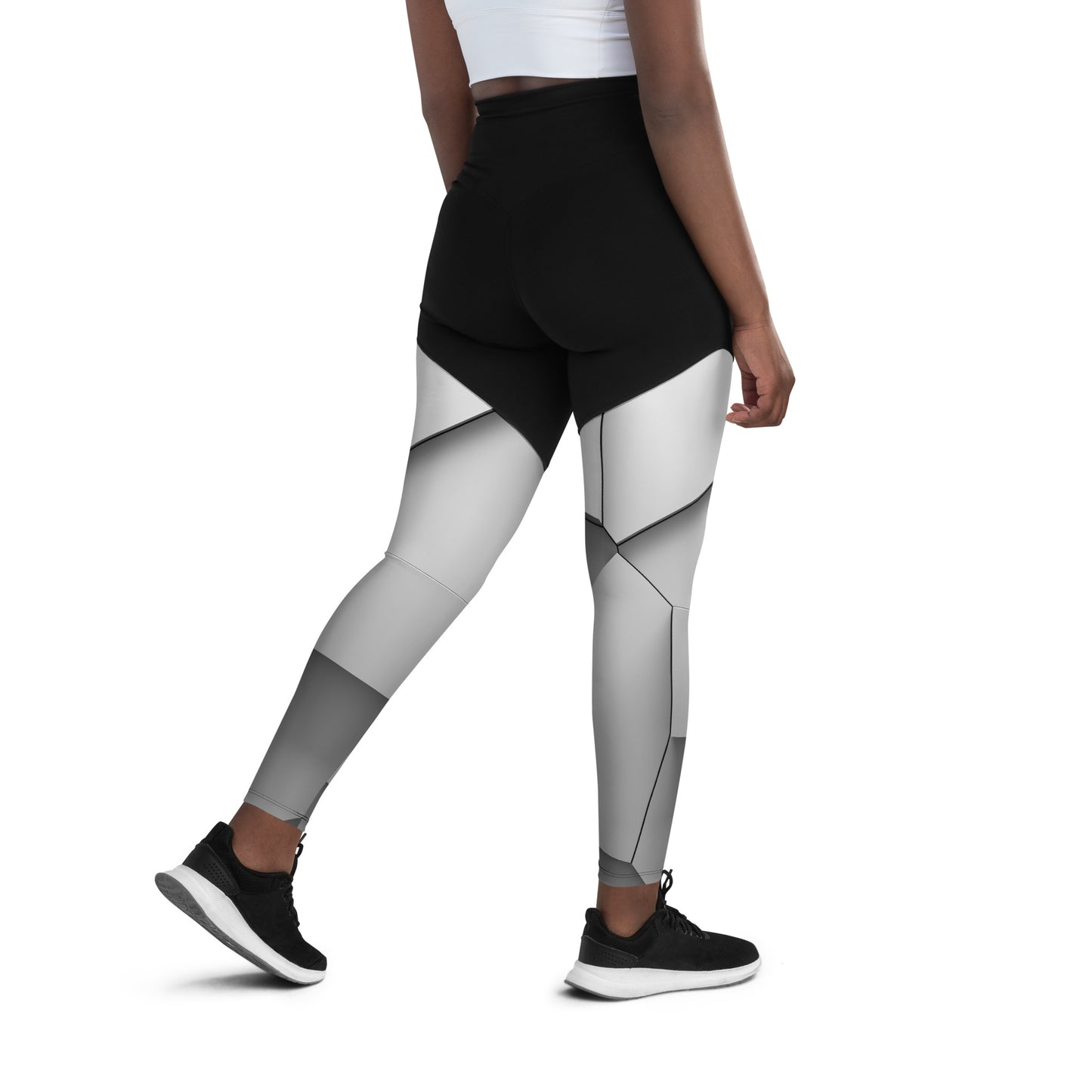 Sport-Leggings schwarz / white blocks