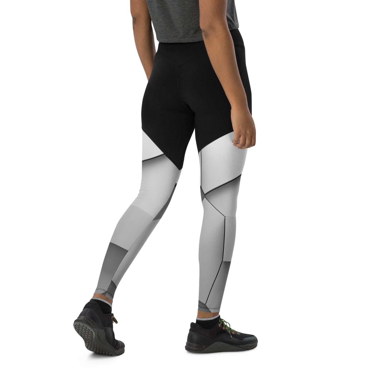 Sport-Leggings schwarz / white blocks