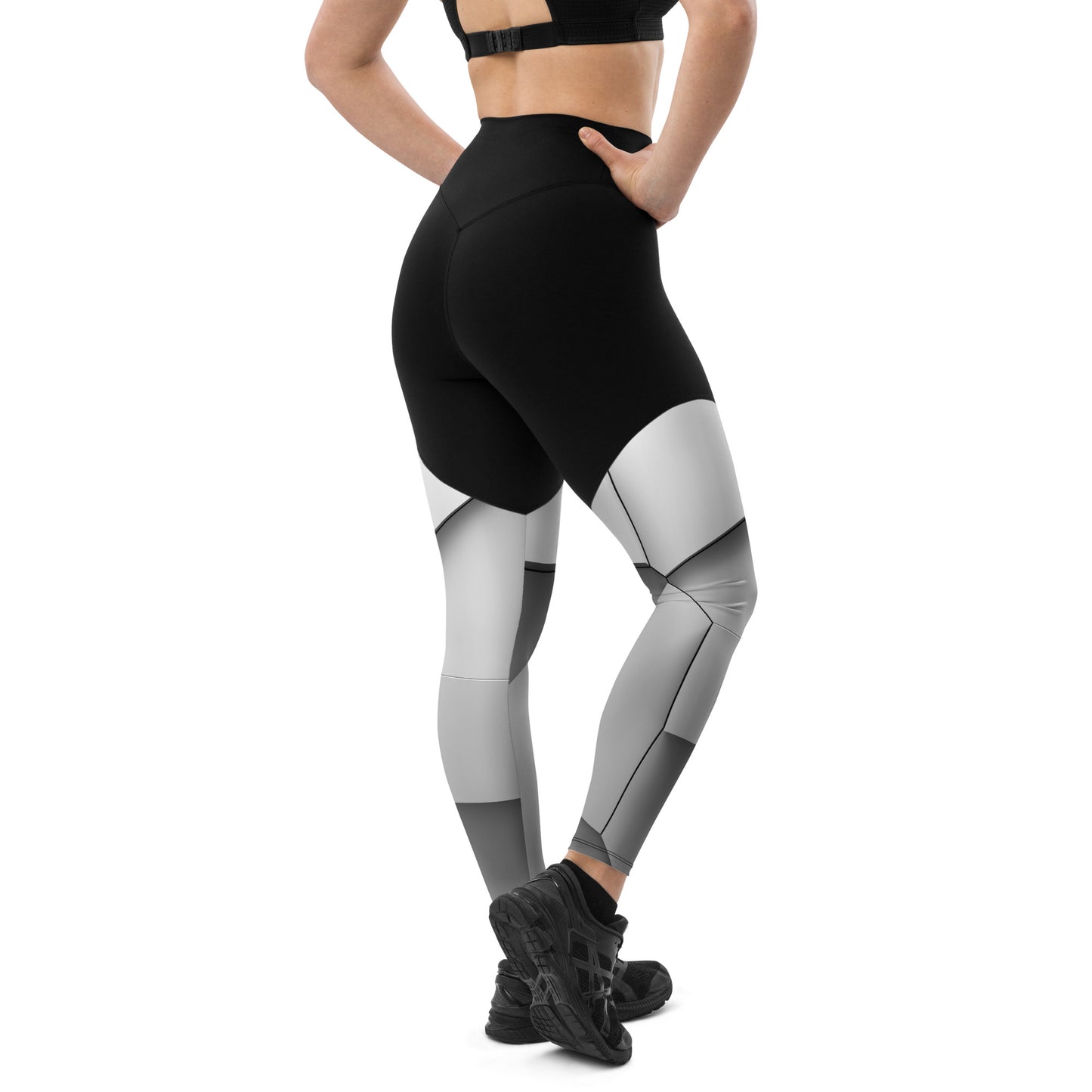 Sport-Leggings schwarz / white blocks