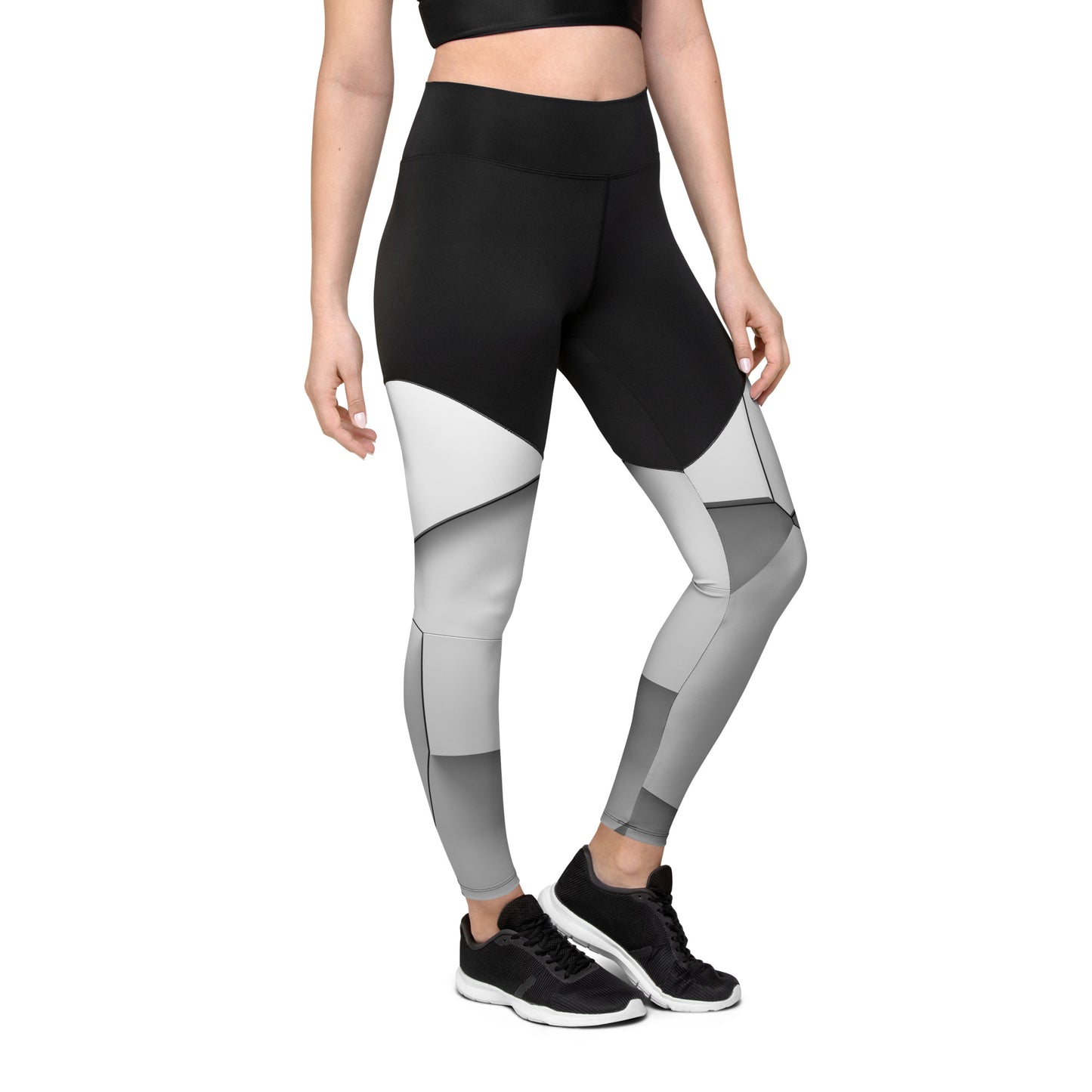 Sport-Leggings schwarz / white blocks