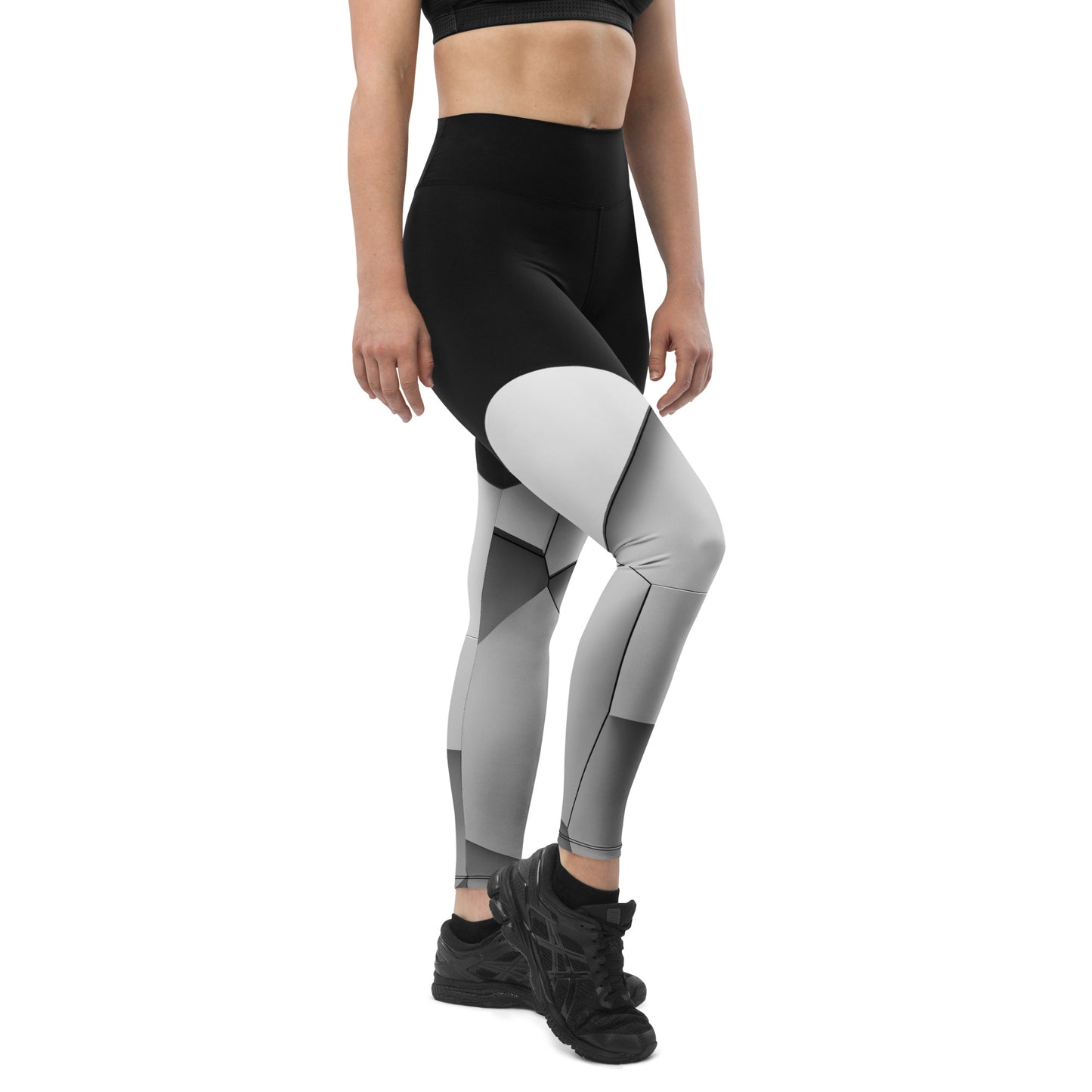 Sport-Leggings schwarz / white blocks