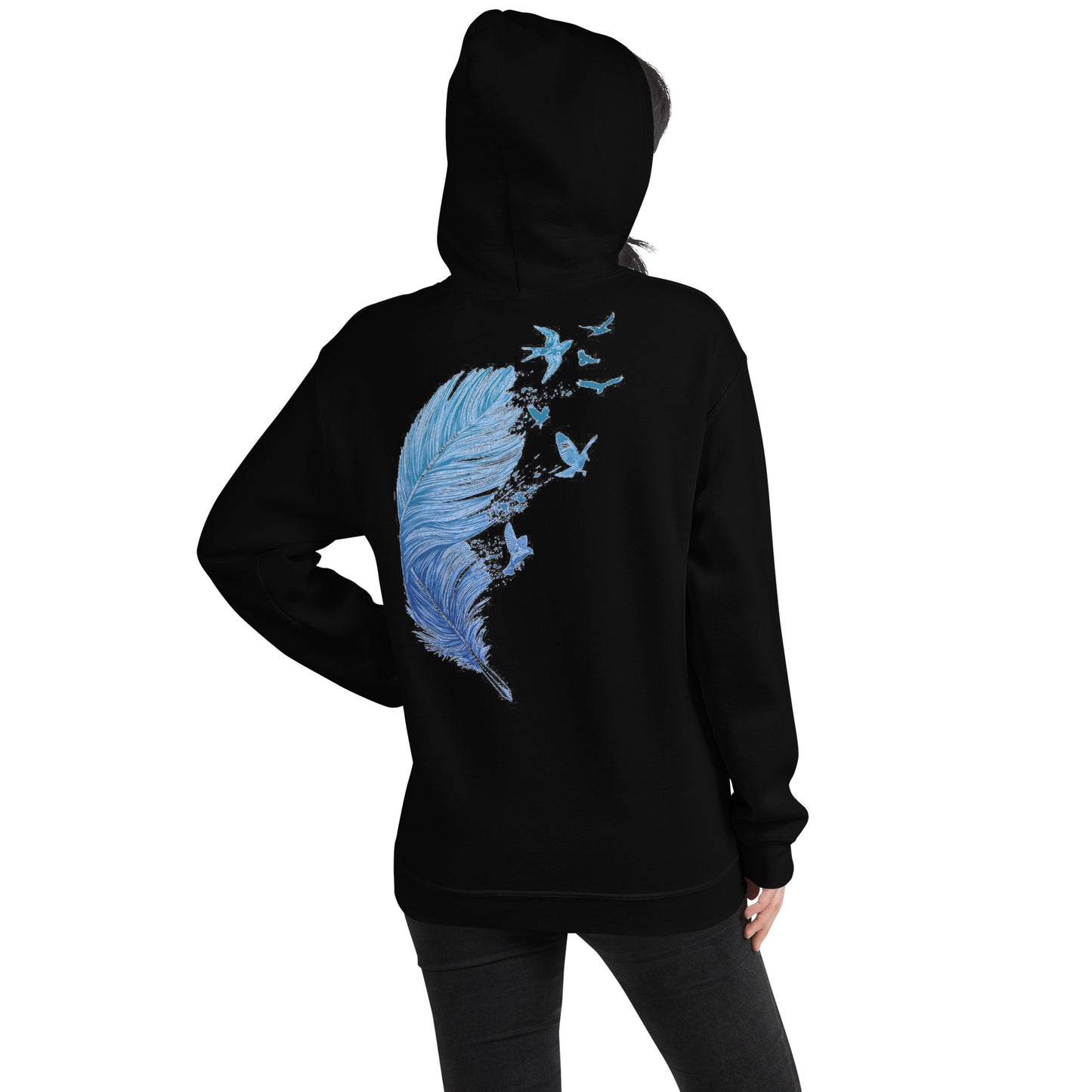 Damen Kaputzenpullover Backprint / Rückenprint Feder