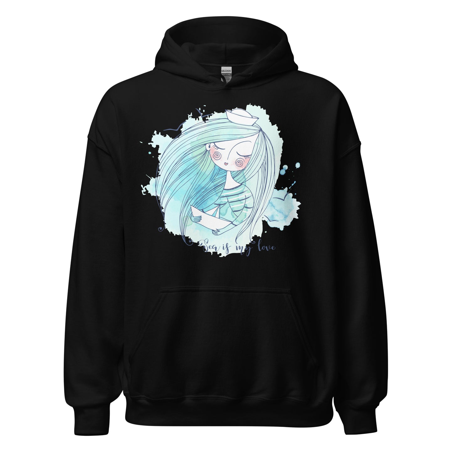 Damen Kapuzenpullover Sea is my love