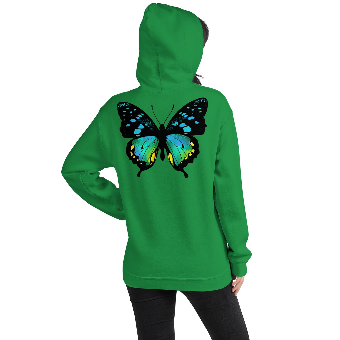 Damen Kaputzenpullover Backprint / Rückenprint Schmetterling