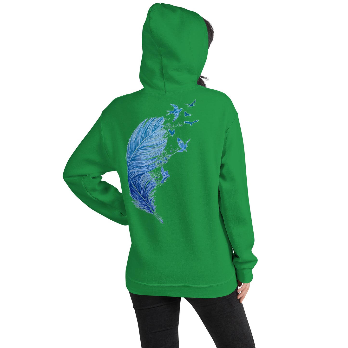 Damen Kaputzenpullover Backprint / Rückenprint Feder