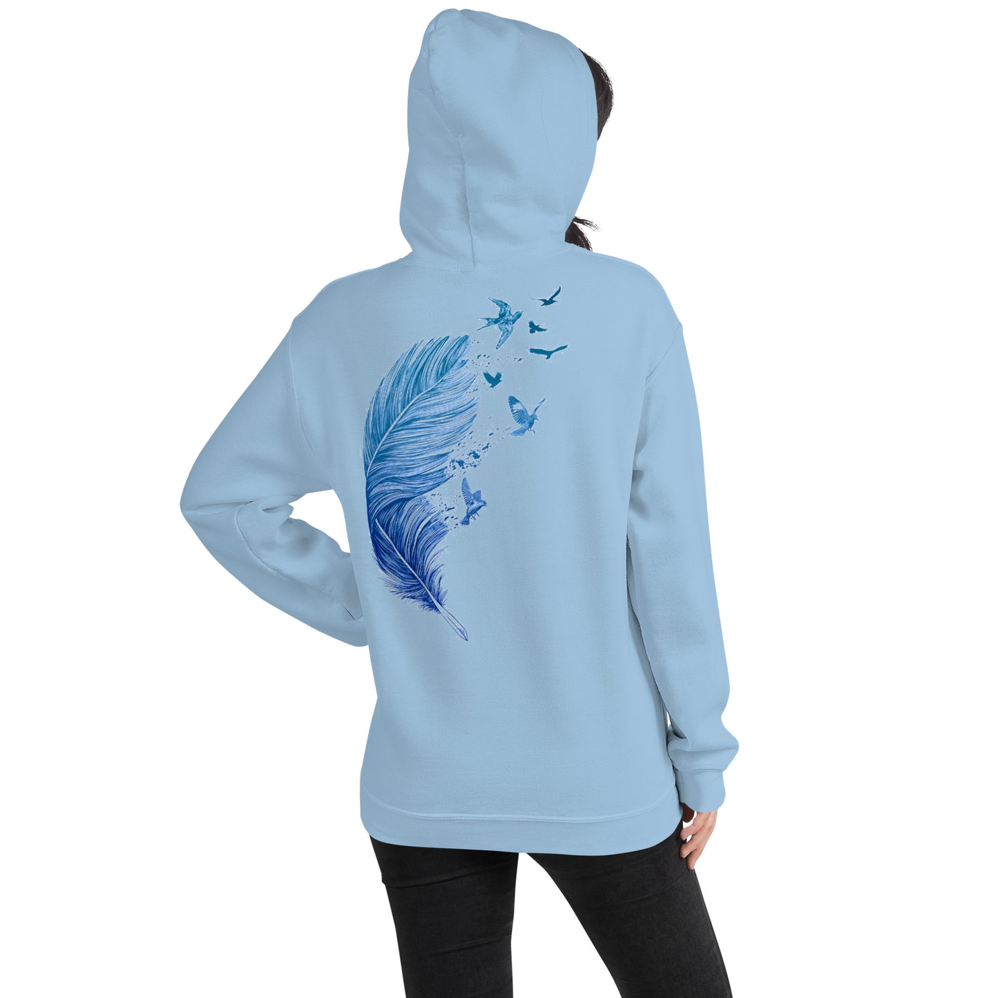 Damen Kaputzenpullover Backprint / Rückenprint Feder