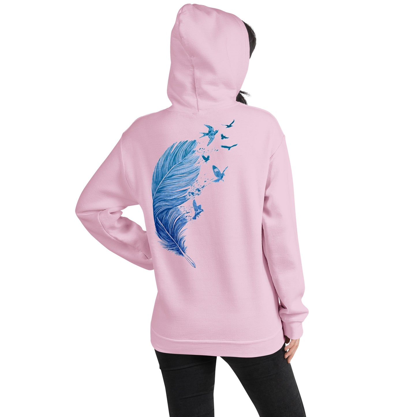 Damen Kaputzenpullover Backprint / Rückenprint Feder