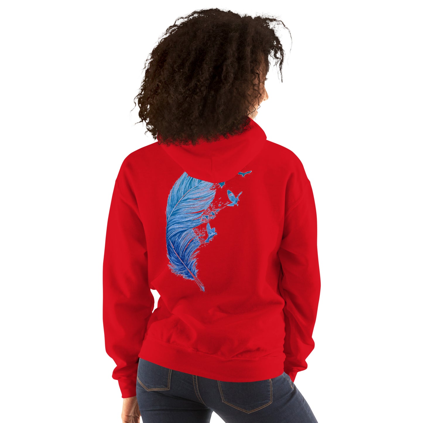 Damen Kaputzenpullover Backprint / Rückenprint Feder