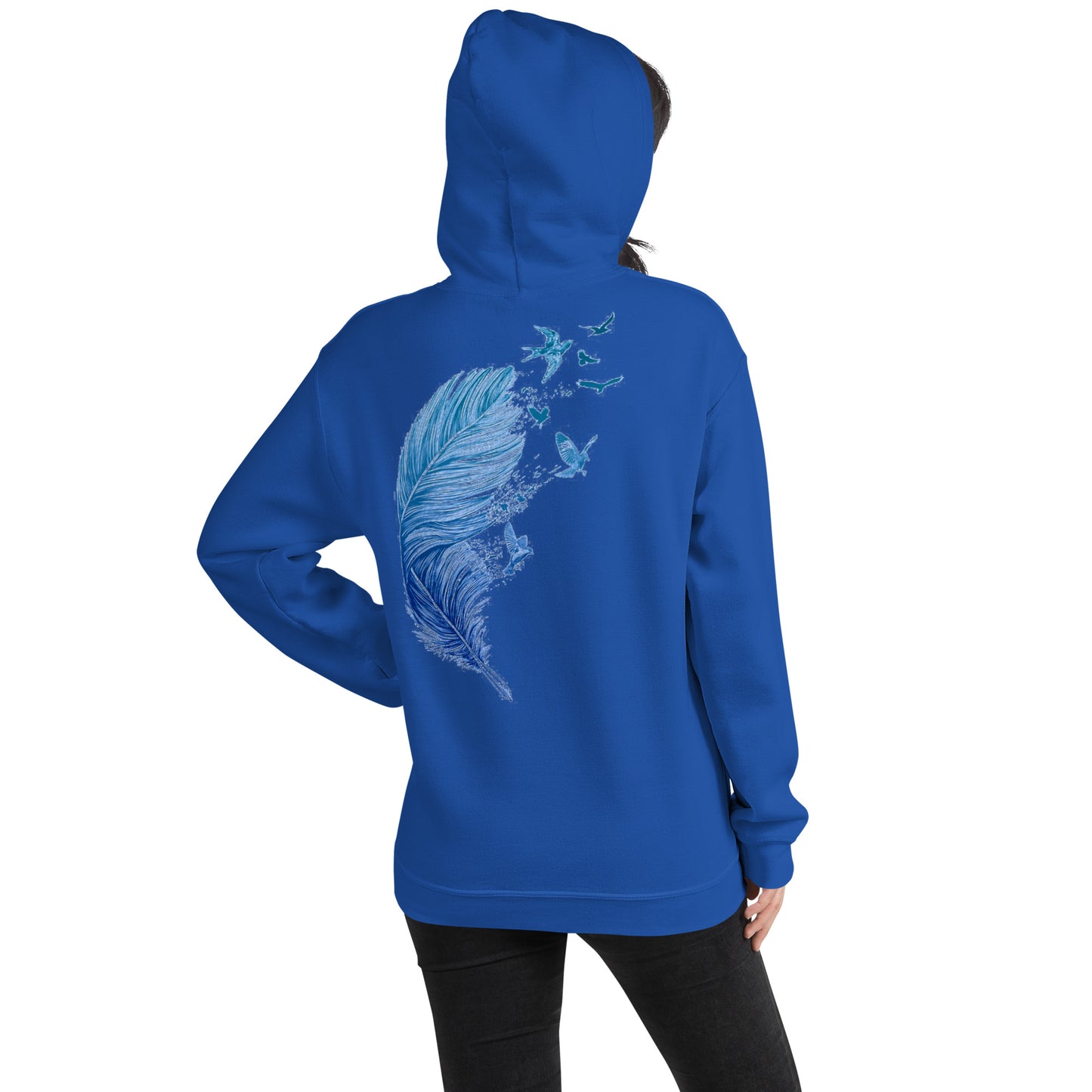 Damen Kaputzenpullover Backprint / Rückenprint Feder