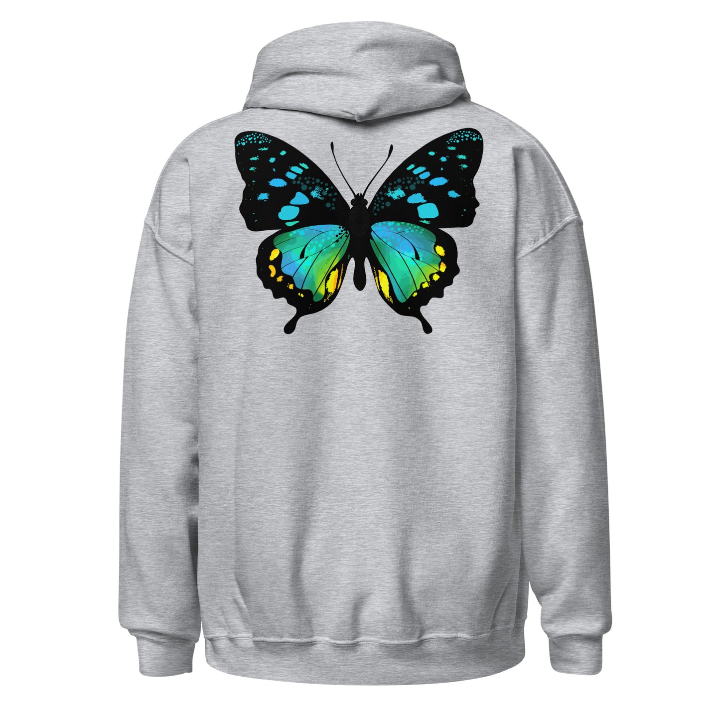 Damen Kaputzenpullover Backprint / Rückenprint Schmetterling