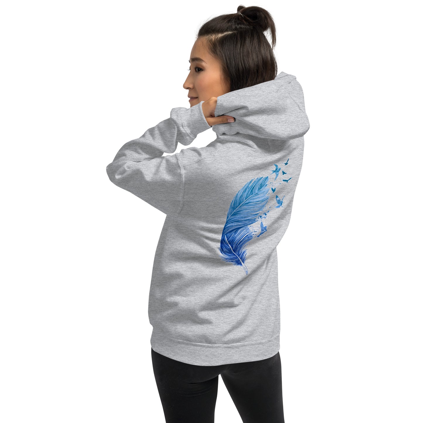 Damen Kaputzenpullover Backprint / Rückenprint Feder