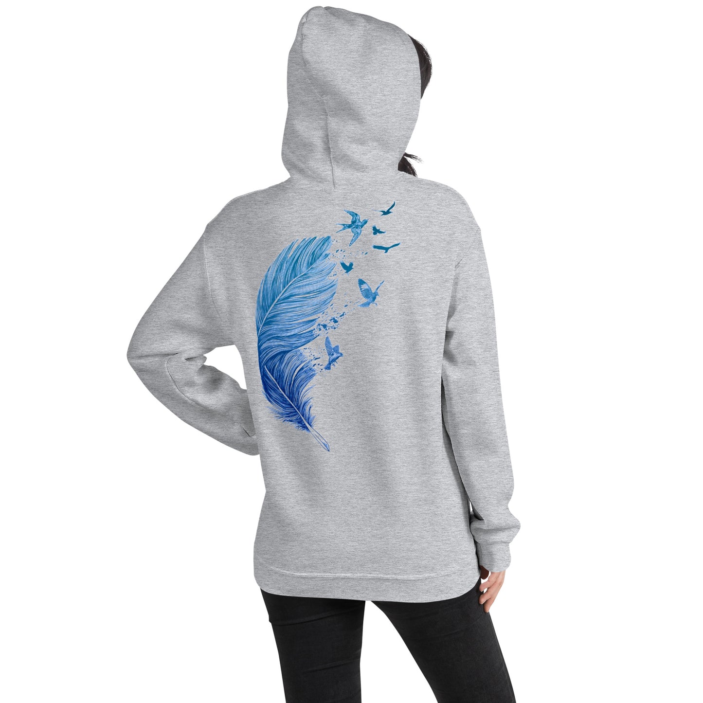 Damen Kaputzenpullover Backprint / Rückenprint Feder