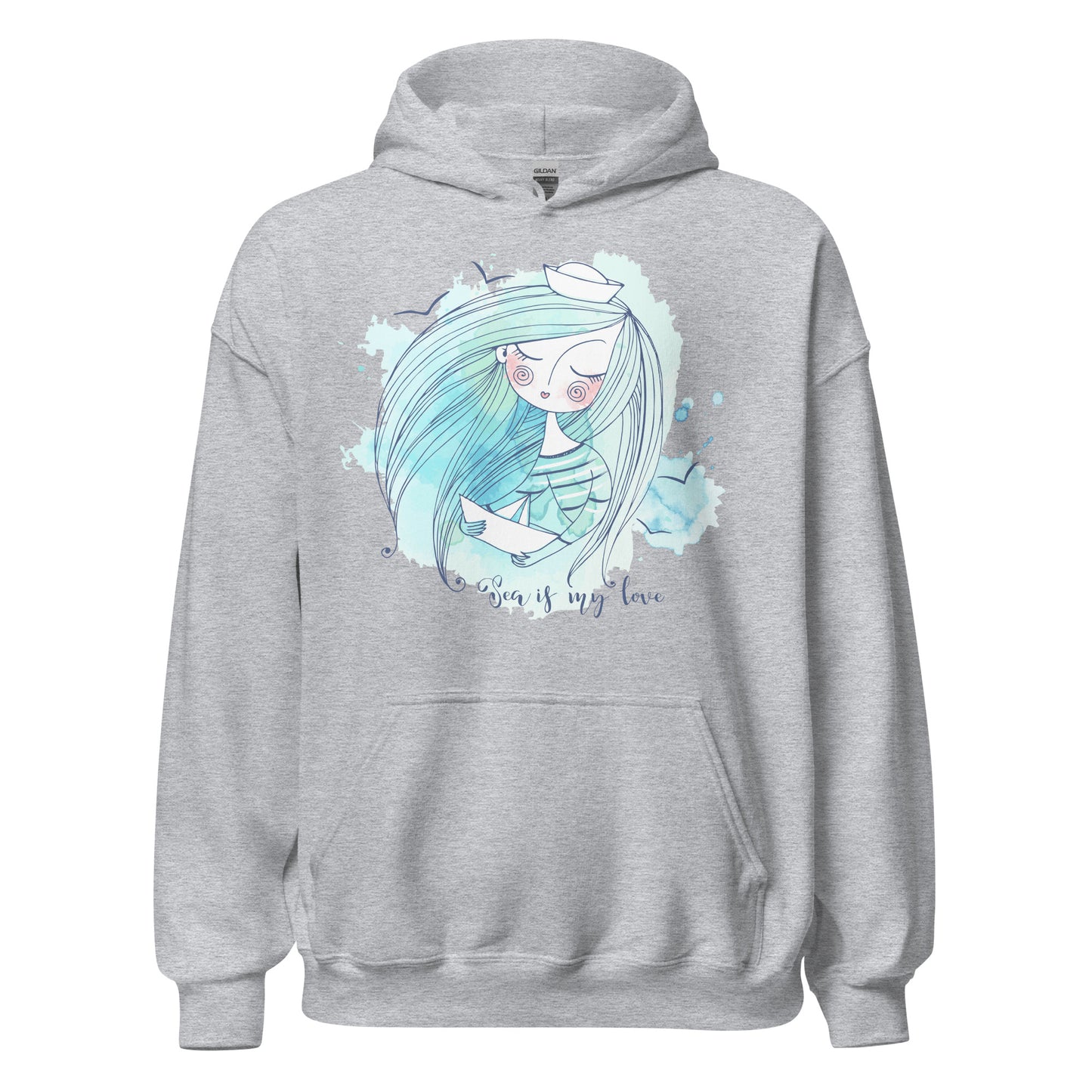 Damen Kapuzenpullover Sea is my love