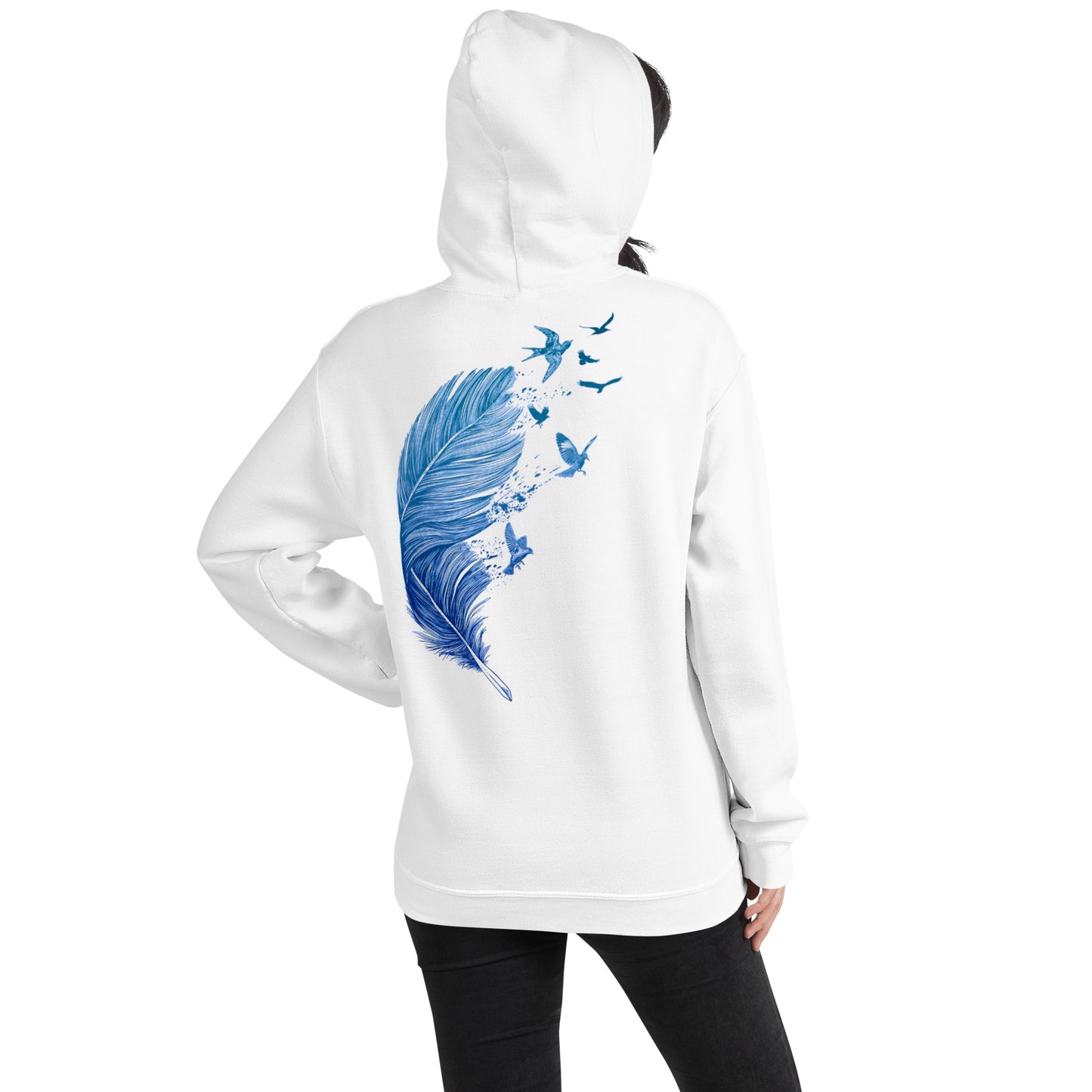 Damen Kaputzenpullover Backprint / Rückenprint Feder